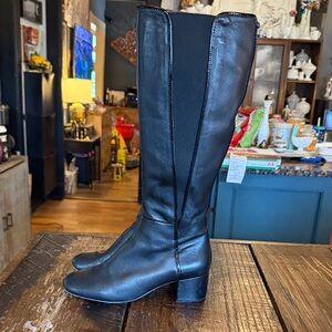 Black Leather Knee-High Boots by Donald Pliner